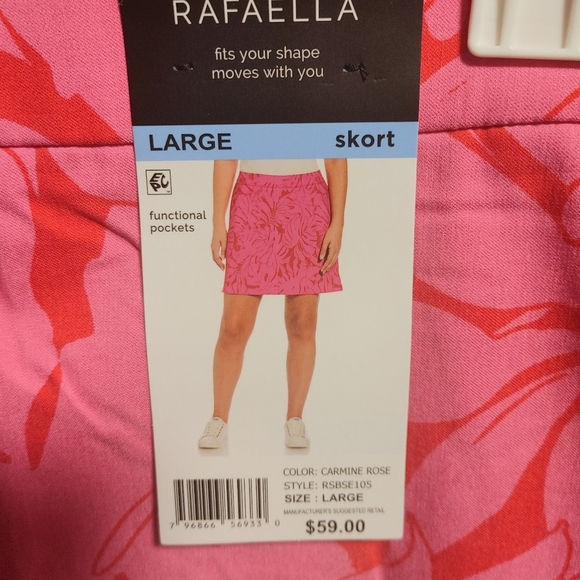 Rafaella Dark Pink and Light Pink Floral Skort, Size Large - Picture 2 of 5